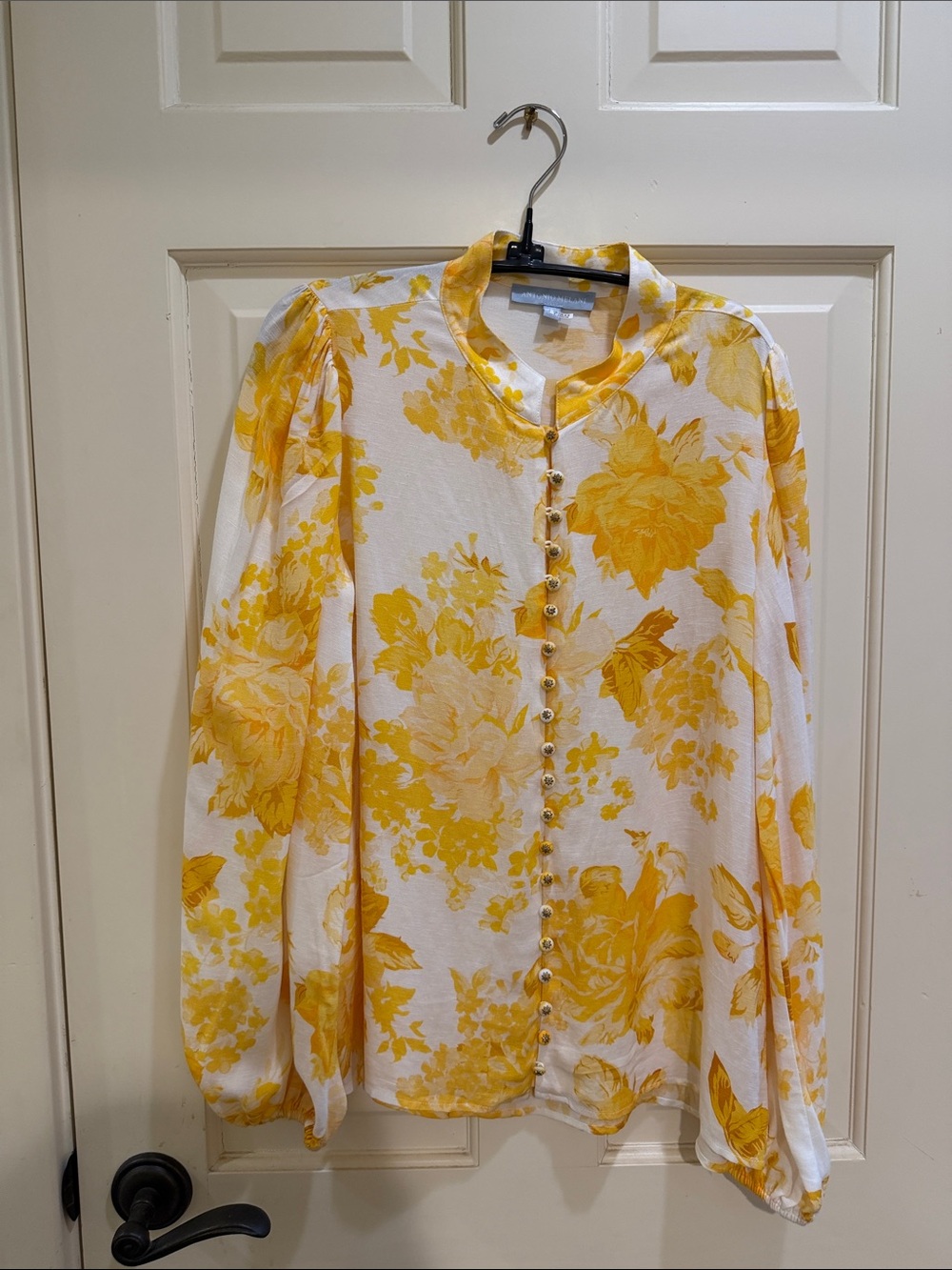 ANTONIO MELANI White Blouse with Yellow Floral Print